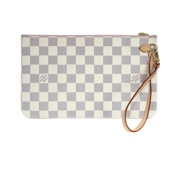 Louis Vuitton Damier Azur Neverfull MM Pouch, Rose Ballerine Pink Interior, COA - Picture 10 of 15